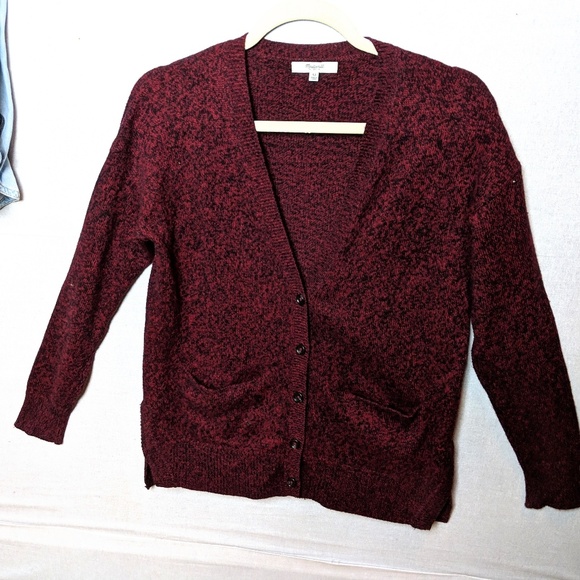 Madewell Sweaters - Madewell | Weathered Deep Merlot & Black Cardigan